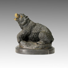 Animal Brass Statue Bear Carving Branze Sculpture Tpal-067